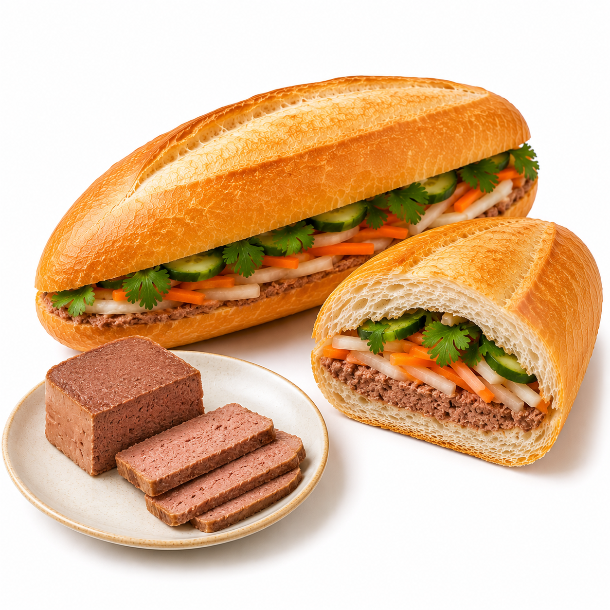 Baguette with pâté (a popular Vietnamese sandwich) - Bánh mì pa tê
